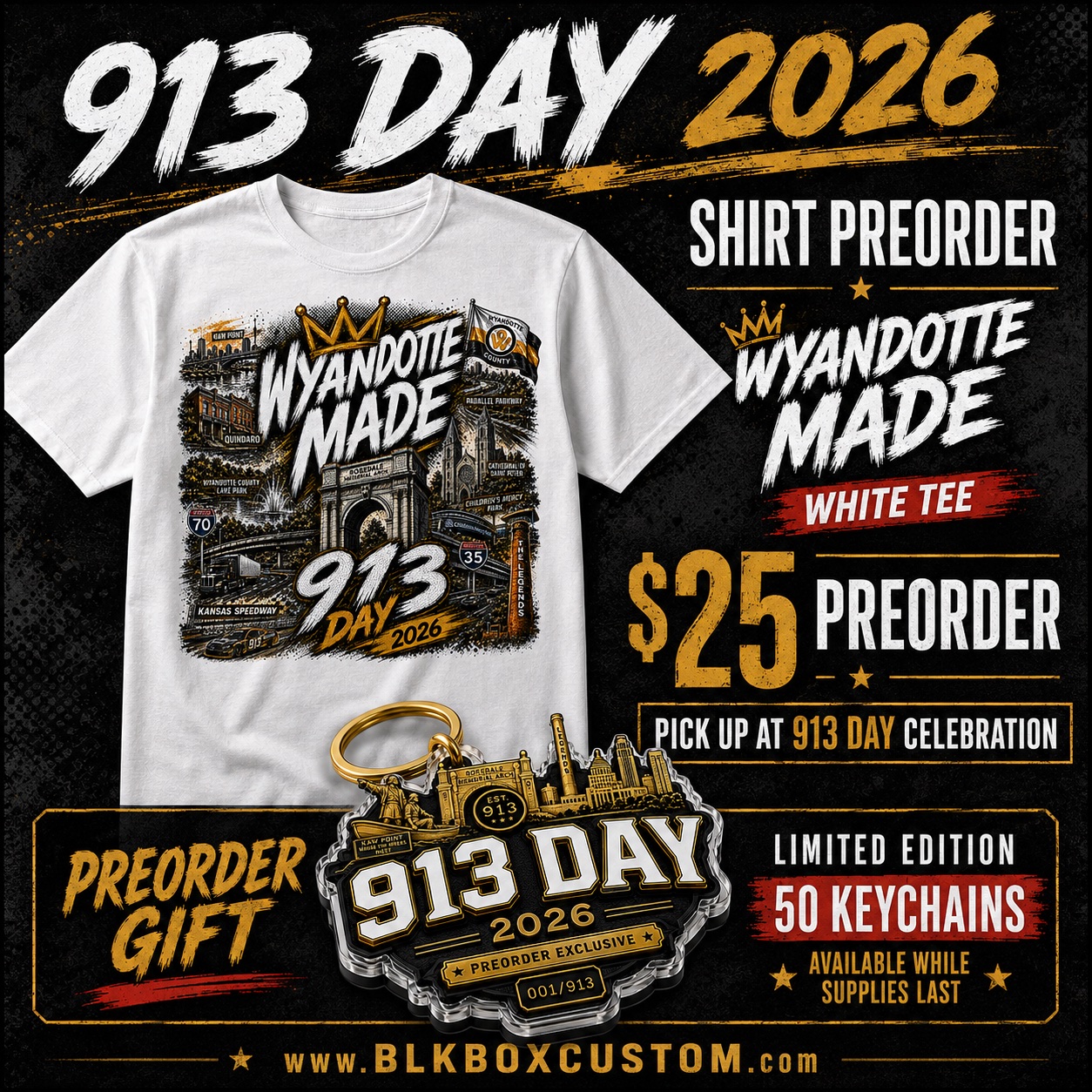 PREORDER : 913 Day 2026 Wyandotte Landmark T-Shirt – White