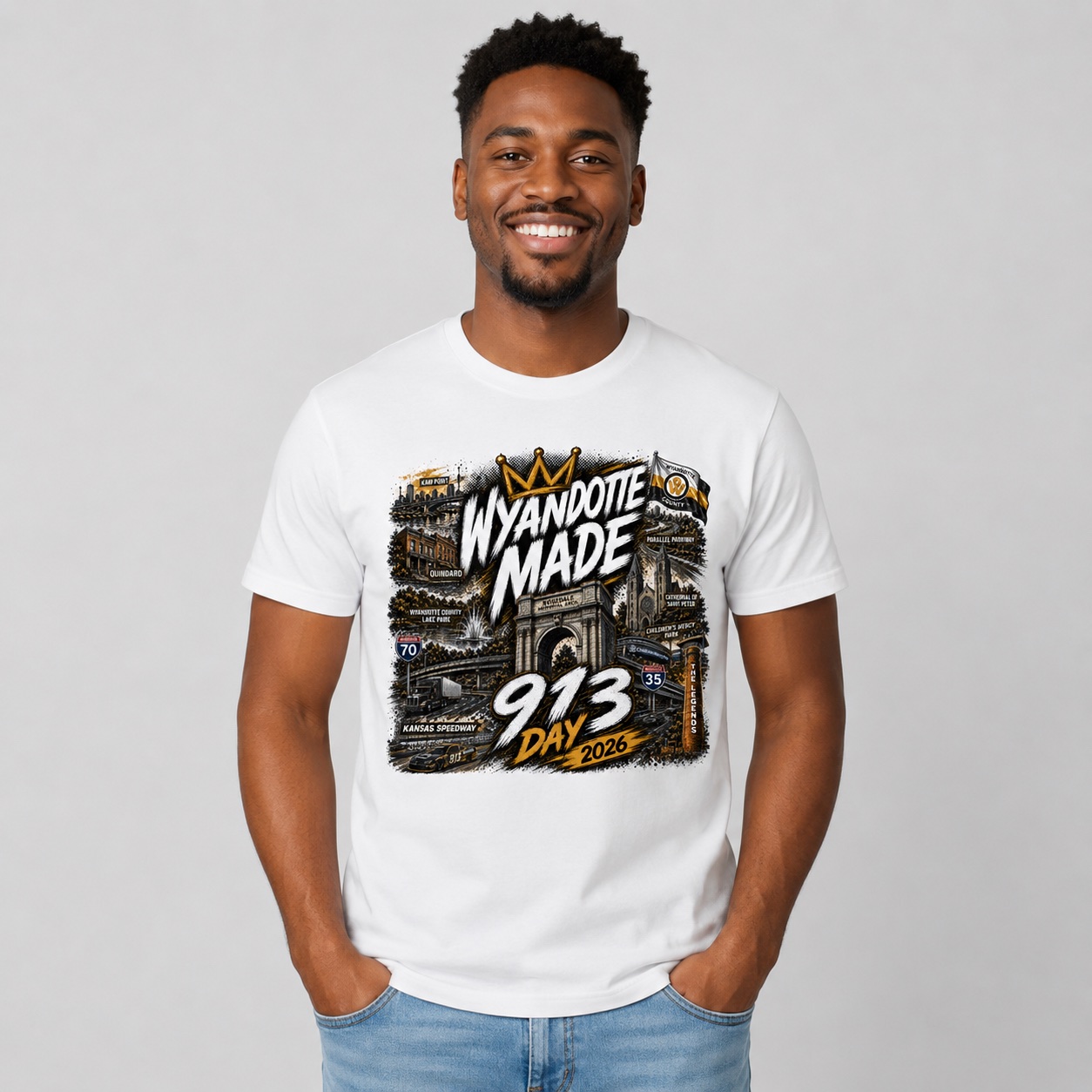 PREORDER : 913 Day 2026 Wyandotte Landmark T-Shirt – White — product view 2