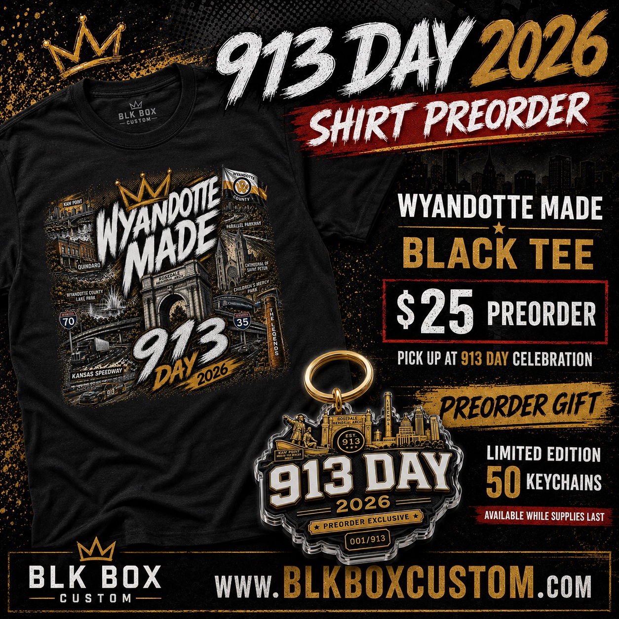 913 Day 2026 Wyandotte Landmark T-Shirt – Black