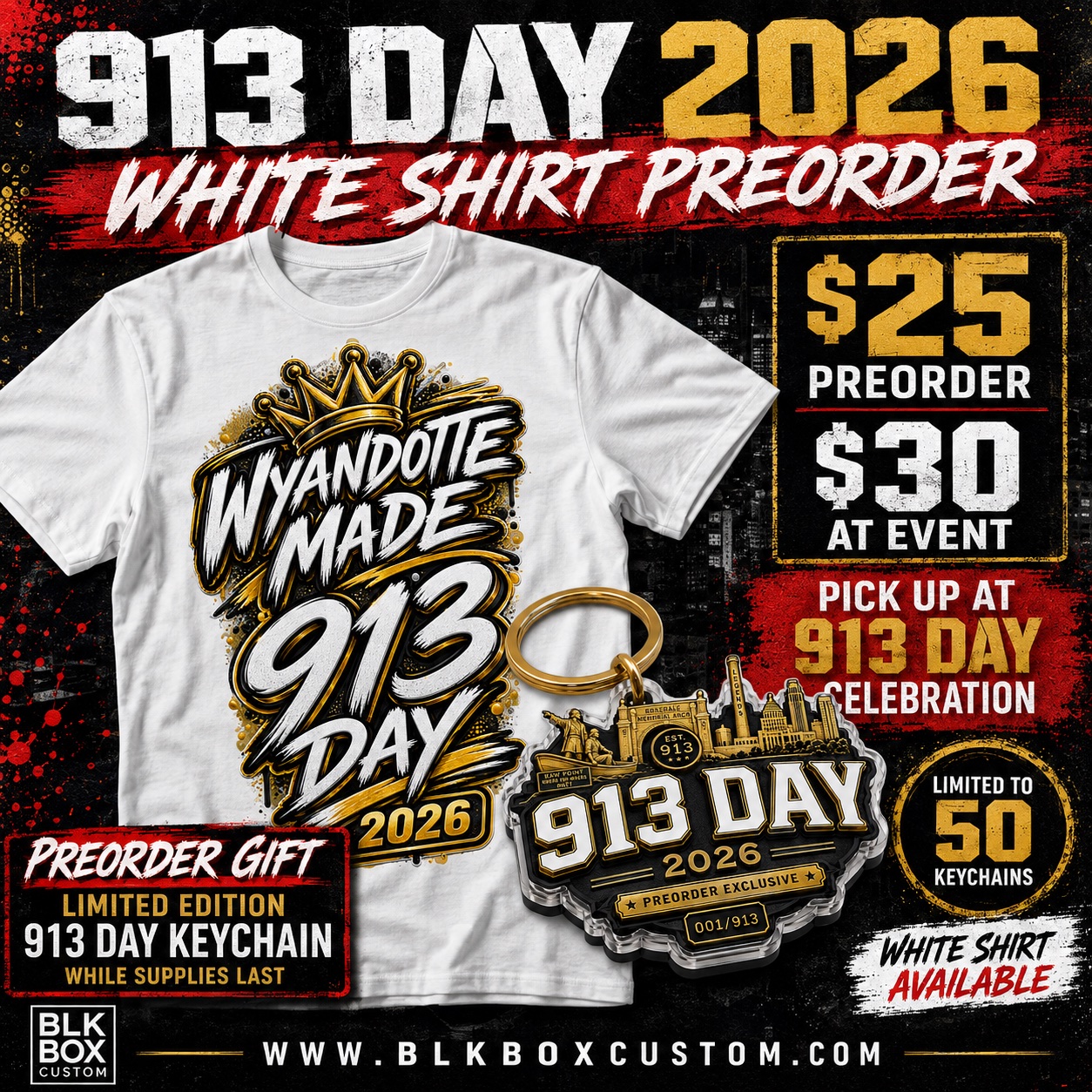 PREORDER : Wyandotte Made 913 Day 2026 T-Shirt – White